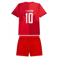 Stroje piłkarskie Kanada Jonathan David #10 Koszulka Podstawowej dla dzieci MŚ 2026 Krótki Rękaw (+ szorty)